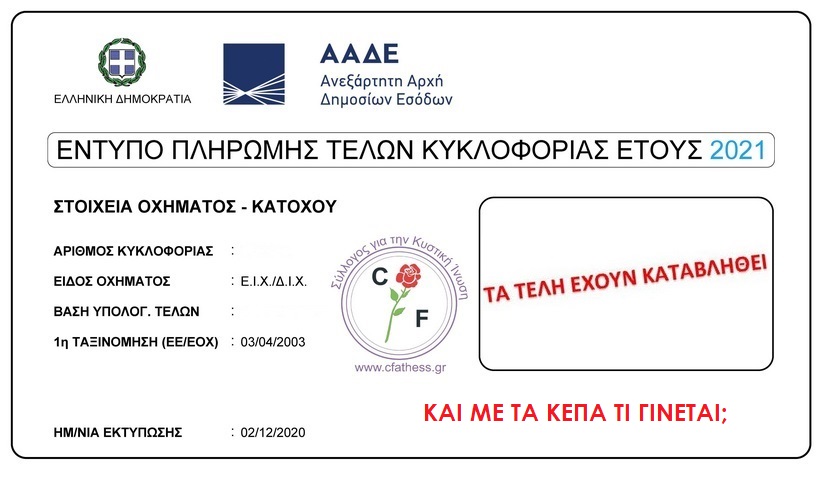 Έχετε απορίες για την απαλλαγή από τα τέλη κυκλοφορίας;